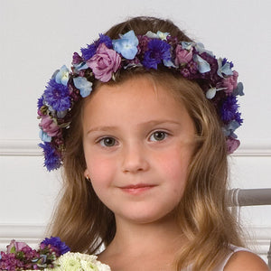 Flower girl flower crown lavender and blues