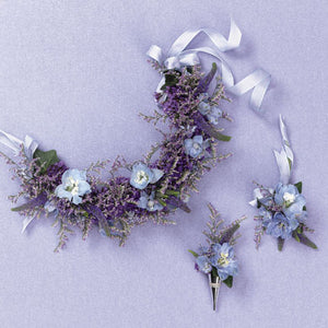 lavender flower crown and earrings
